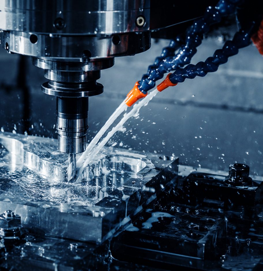 Soğutma sıvısı altında çalışan CNC freze tezgahı